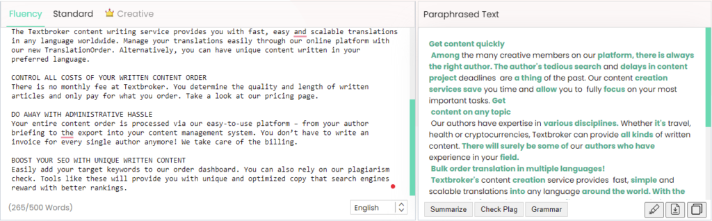 paraphrasing tool for writing content